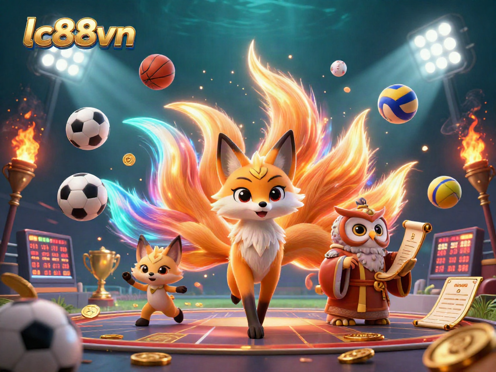 Experience the magic of lc88vn through vibrant sports betting illustration, featuring dynamic elements and exciting visuals.