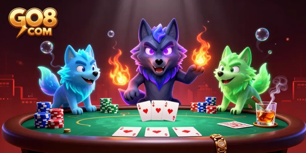 Experience thrilling poker action with GO8 COM in this vibrant, ultra-detailed casino scene.