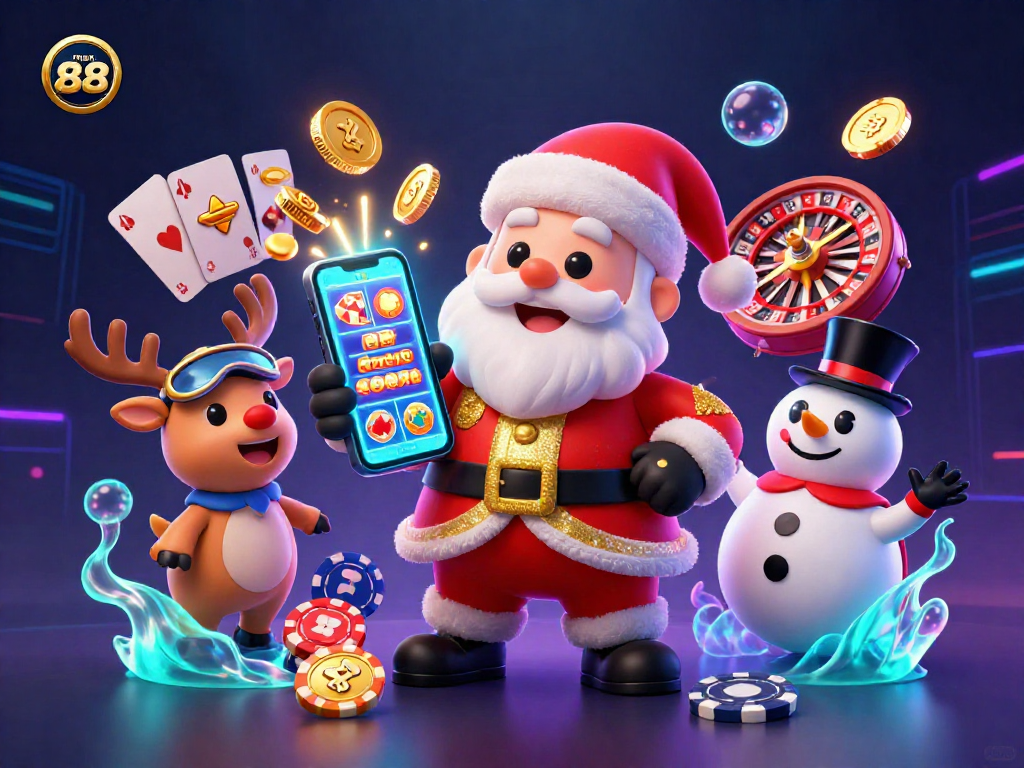 Engage with man 88's thrilling casino world where Santa, a reindeer dealer, and poker chip snowman showcase slot jackpots.