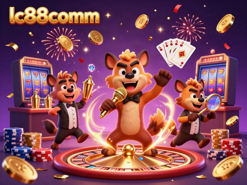 Experience the fun at lc88comm casino with lively hyenas engaging in entertainment and games.