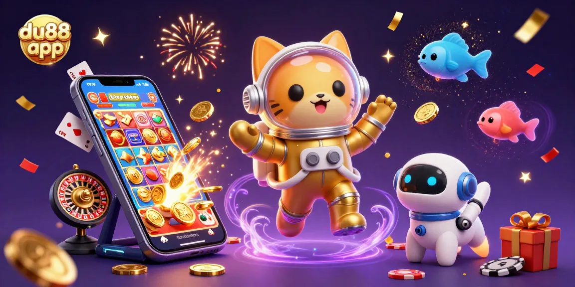 Play exciting games with du88 app featuring a dynamic casino scene with interactive elements.