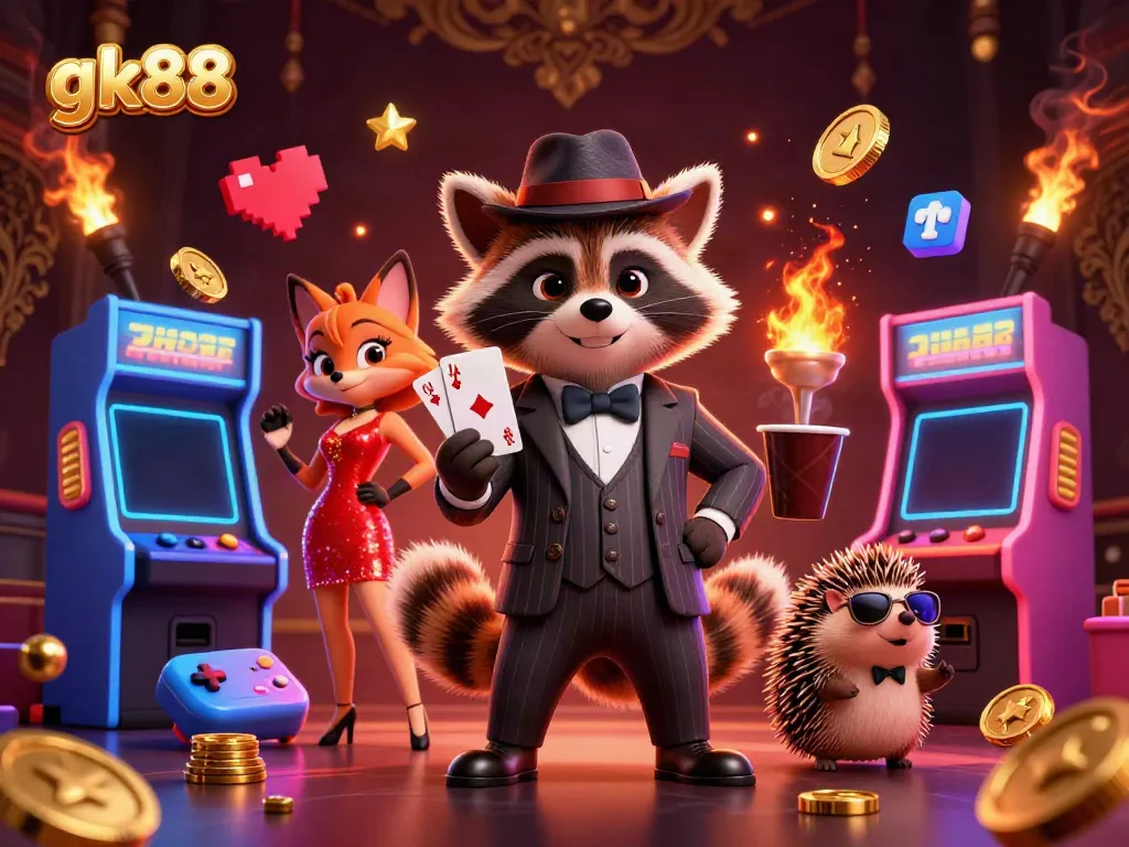 Experience gk88's casino charm with colorful characters and vibrant gaming elements.