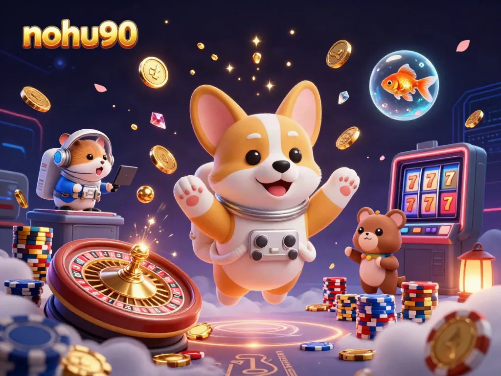 Experience thrilling gaming adventures with nohu90 in a vibrant space casino scene full of action!
