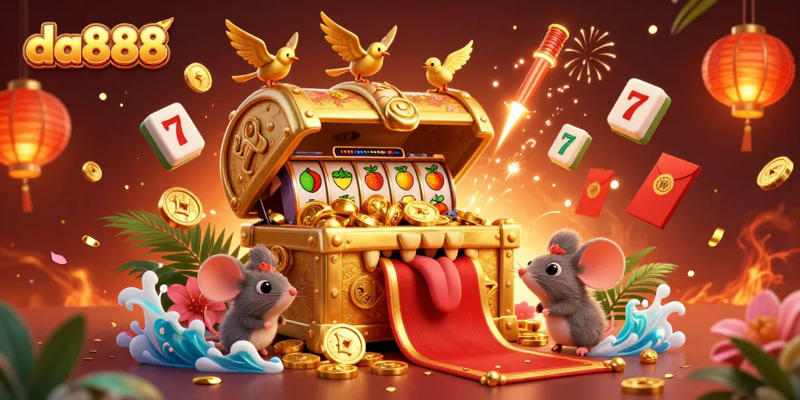 Experience thrilling jackpots with da888's vibrant 3D casino art featuring treasure and lucky symbols.