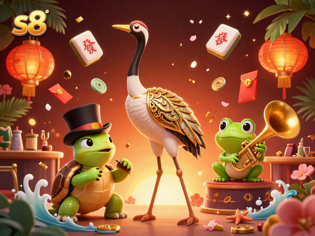 Immerse in the vibrant world of s8 as characters celebrate wins at a dazzling online casino scene.