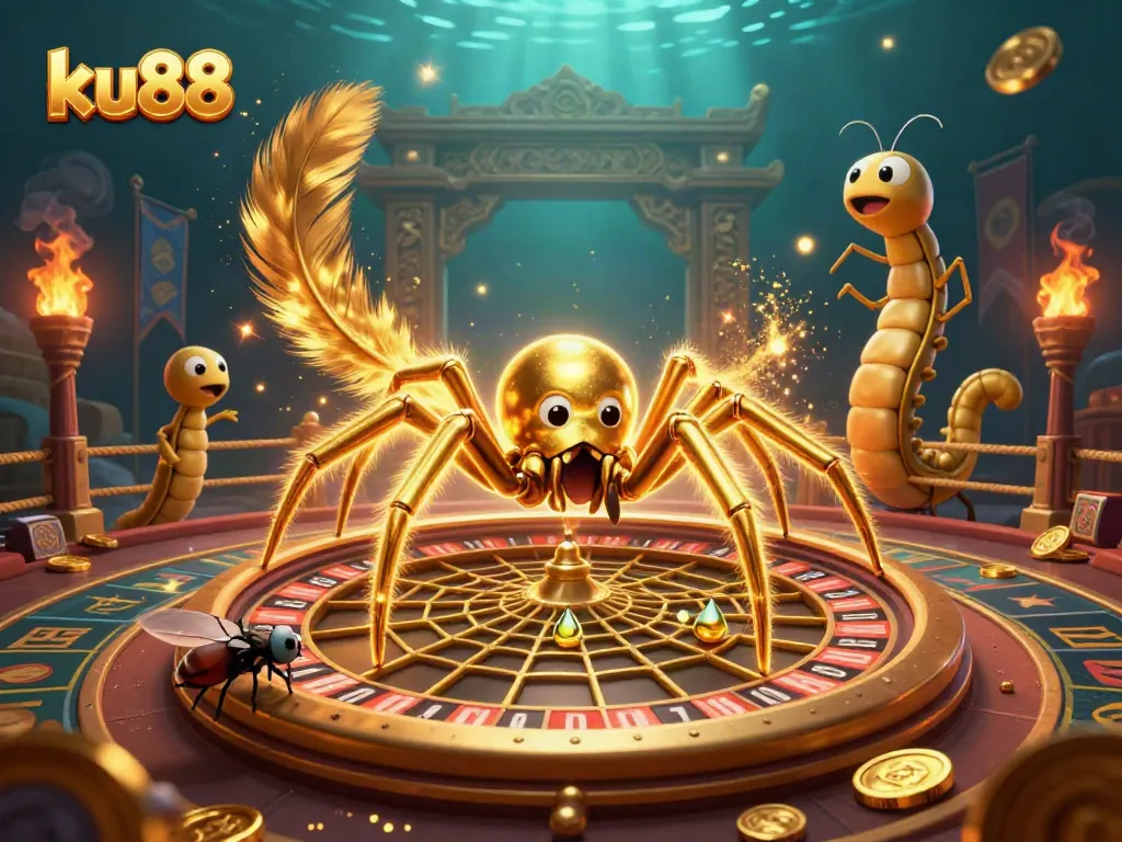 Experience high-stakes betting at ku88 with a thrilling roulette-themed 3D illustration.
